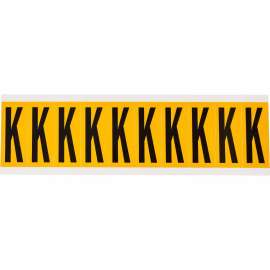 Outdoor Vinyl 1.938 in Black on Yellow Letters K Card of 10 Labels