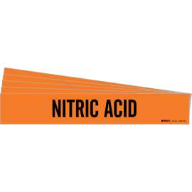 NITRIC ACID Pipe Marker Style 1HV Black on Orange 1 per Card, 5 PK