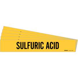 SULFURIC ACID Pipe Marker Style 1 Black on Yellow 1 per Card, 5 PK