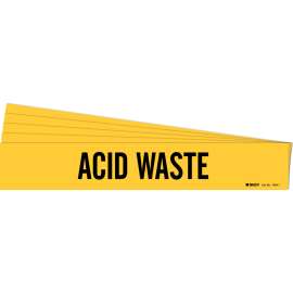 ACID WASTE Pipe Marker Style 1 Black on Yellow 1 per Card, 5 PK