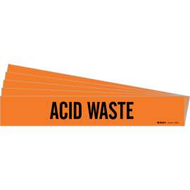 ACID WASTE Pipe Marker Style 1 Black on Orange 1 per Card, 5 PK