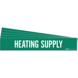 HEATING SUPPLY Pipe Marker Style 1HV White on Green 1 per Card, 5 PK