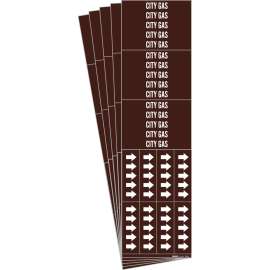 CITY GAS Pipe Marker Style 3C with Arrows White on Brown 3 per Card, 5 PK