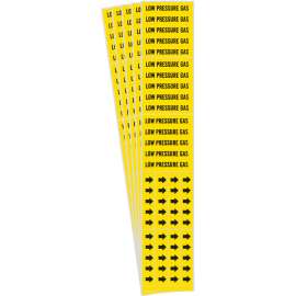 LOW PRESSURE GAS Pipe Marker Style 3C Arrows Black on Yellow 3 per Card, 5 PK