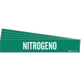 NITROGENO Pipe Marker Style 1 White on Green 1 per Card, 5 PK
