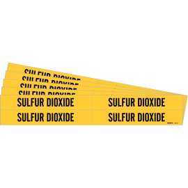 SULFUR DIOXIDE Pipe Marker Style 4 Black on Yellow 4 per Card, 5 PK