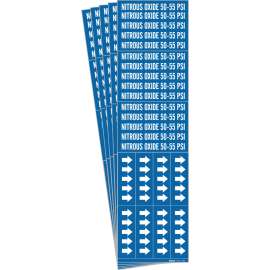 NITROUS OXIDE 50-55 PSI Pipe Marker Arrows Sty 3C Arrows WT on BL 3 per Card 5PK