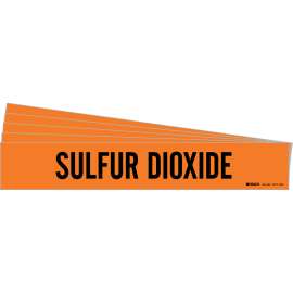 SULFUR DIOXIDE Pipe Marker Style 1HV Black on Orange 1 per Card, 5 PK