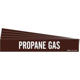 PROPANE GAS Pipe Marker Style 1HV White on Brown 1 per Card, 5 PK