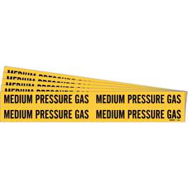 MEDIUM PRESSURE GAS Pipe Marker Style 4 Black on Yellow 4 per Card, 5 PK