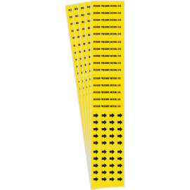 MEDIUM PRESSURE NATURAL GAS Pipe Marker Sty 3C Arrows BK on YL 3 per Card, 5 PK