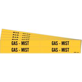 GAS - MIST Pipe Marker Style 4 Black on Yellow 4 per Card, 5 PK