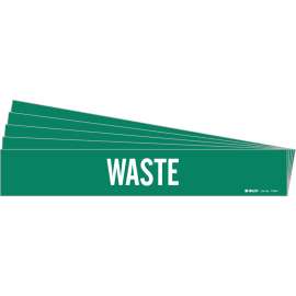 WASTE Pipe Marker Style 1 White on Green 1 per Card, 5 PK
