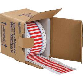 PermaSleeve Heat Shrink Wire and Cable Labels 1/8" Dia for 3" Core Printers - 2" Red Double-Sided
