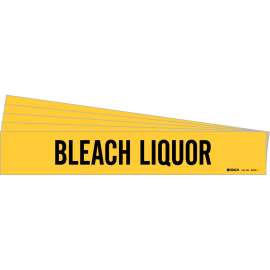 BLEACH LIQUOR Pipe Marker Style 1 Black on Yellow 1 per Card, 5 PK