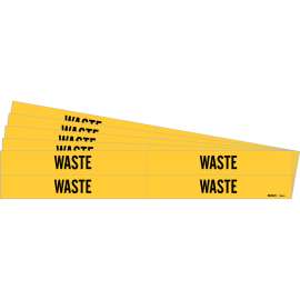 WASTE Pipe Marker Style 4 Black on Yellow 4 per Card, 5 PK