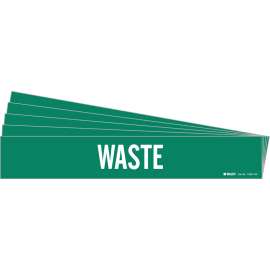 WASTE Pipe Marker Style 1HV White on Green 1 per Card, 5 PK