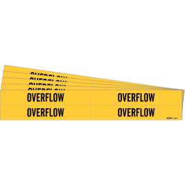 OVERFLOW Pipe Marker Style 4 Black on Yellow 4 per Card, 5 PK