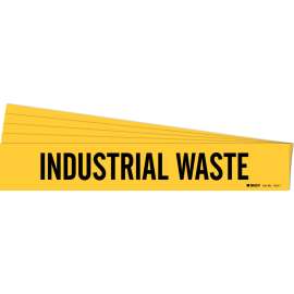 INDUSTRIAL WASTE Pipe Marker Style 1 Black on Yellow 1 per Card, 5 PK