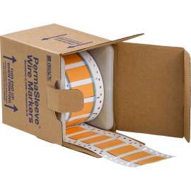 PermaSleeve Heat Shrink Wire and Cable Labels 1/2" Dia for 3" Core Printers - 2" Orange Double-Sided