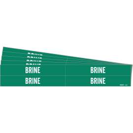 BRINE Pipe Marker Style 4 White on Green 4 per Card, 5 PK