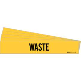WASTE Pipe Marker Style 1 Black on Yellow 1 per Card, 5 PK