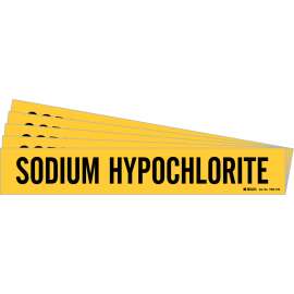 SODIUM HYPOCHLORITE Pipe Marker Style 1HV Black on Yellow 1 per Card, 5 PK
