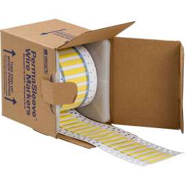 PermaSleeve Heat Shrink Wire and Cable Labels 3/16" Dia for 3" Core Printers - 2" Yellow Double-Sided