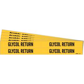 GLYCOL RETURN Pipe Marker Style 4 Vinyl Black on Yellow 4 per Card, 5 PK