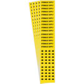 HYDRAULIC SUPPLY Pipe Marker Style 3C Arrows Black on Yellow 3 per Card, 5 PK