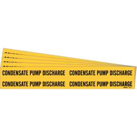 CONDENSATE PUMP DISCHARGE Pipe Marker Style 4 Black on Yellow 4 per Card, 5 PK