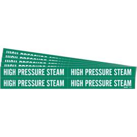 HIGH PRESSURE STEAM Pipe Marker Style 4 White on Green 4 per Card, 5 PK