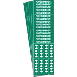 PUMPED CONDENSATE Pipe Marker Style 3C Arrows White on Green 3 per Card, 5 PK