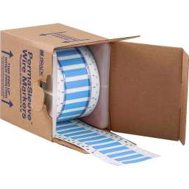 PermaSleeve Heat Shrink Wire and Cable Labels 1/4" Dia for 3" Core Printers - 2" Blue Double-Sided