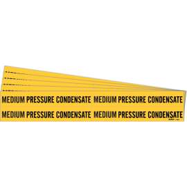 MEDIUM PRESSURE CONDENSATE Pipe Marker Style 4 Black on Yellow 4 per Card, 5 PK