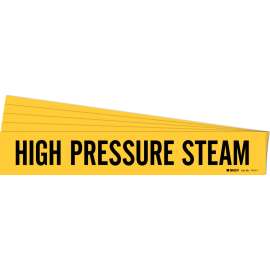 HIGH PRESSURE STEAM Pipe Marker Style 1 Vinyl Black on Yellow 1 per Card, 5 PK