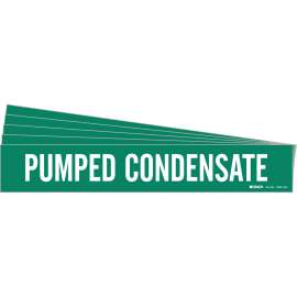 PUMPED CONDENSATE Pipe Marker Style 1HV White on Green 1 per Card, 5 PK