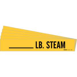 LB. STEAM Pipe Marker Style 1 Black on Yellow 1 per Card, 5 PK