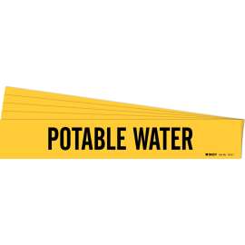POTABLE WATER Pipe Marker Style 1 Black on Yellow 1 per Card, 5 PK