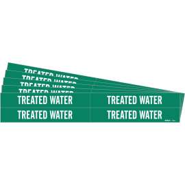 TREATED WATER Pipe Marker Style 4 White on Green 4 per Card, 5 PK