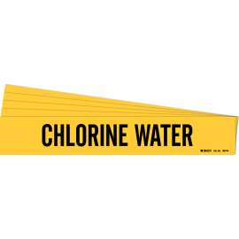 CHLORINE WATER Pipe Marker Style 1 Black on Yellow 1 per Card, 5 PK