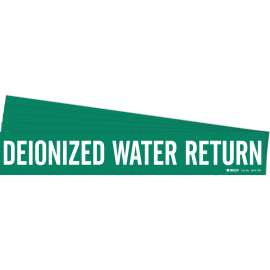 DEIONIZED WATER RETURN Pipe Marker Style 1HV White on Green 1 per Card, 5 PK