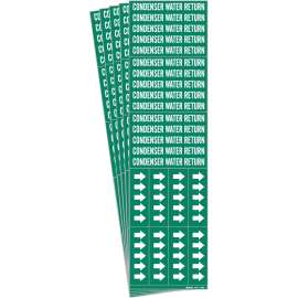 CONDENSER WATER RETURN Pipe Marker Sty 3C Arrows WT on GN 3 per Card, 5 PK