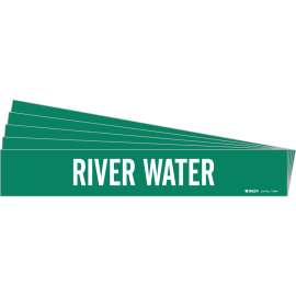 RIVER WATER Pipe Marker Style 1 White on Green 1 per Card, 5 PK