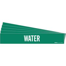 WATER Pipe Marker Style 1HV White on Green 1 per Card, 5 PK