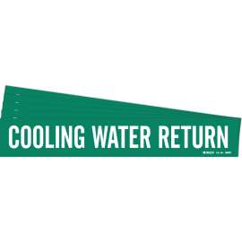 COOLING WATER RETURN Pipe Marker Style 1HV White on Green 1 per Card, 5 PK