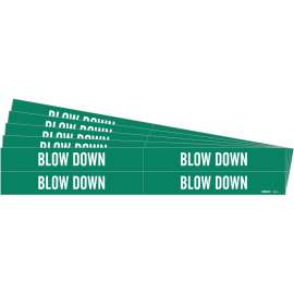 BLOW DOWN Pipe Marker Style 4 White on Green 4 per Card, 5 PK