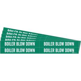 BOILER BLOW DOWN Pipe Marker Style 4 White on Green 4 per Card, 5 PK