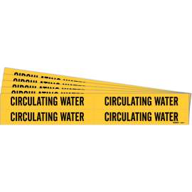 CIRCULATING WATER Pipe Marker Style 4 Black on Yellow 4 per Card, 5 PK