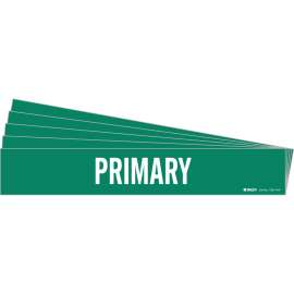 PRIMARY Pipe Marker Style 1HV White on Green 1 per Card, 5 PK